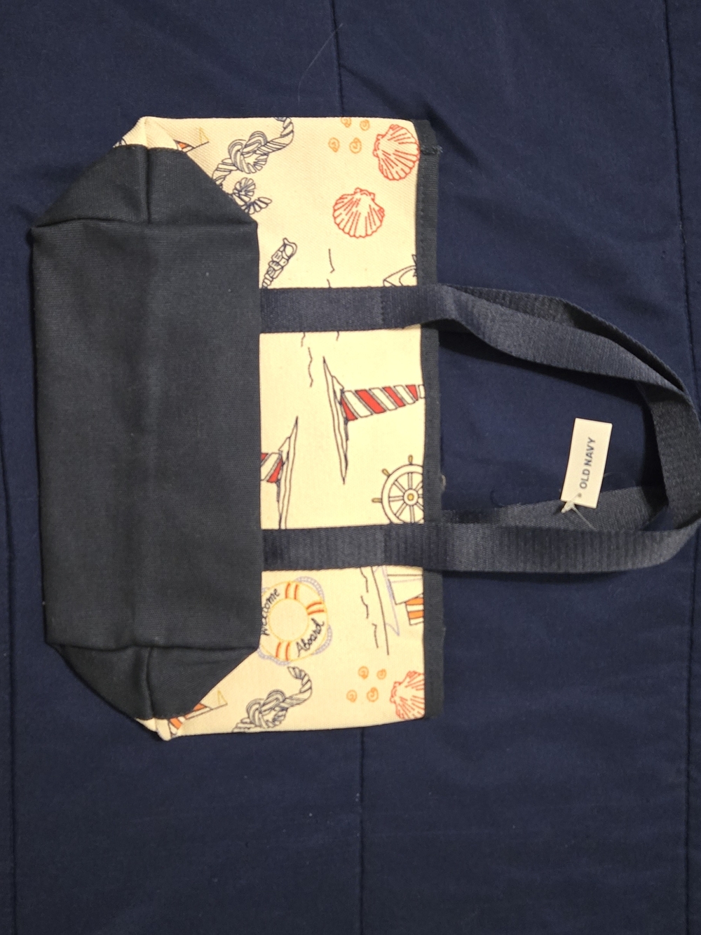 Navy & Cream Nautical Canvas Tote Bag - Picture 2 of 2